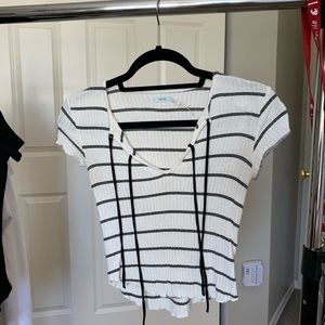 Urban outfitters striped black and white tie shirt